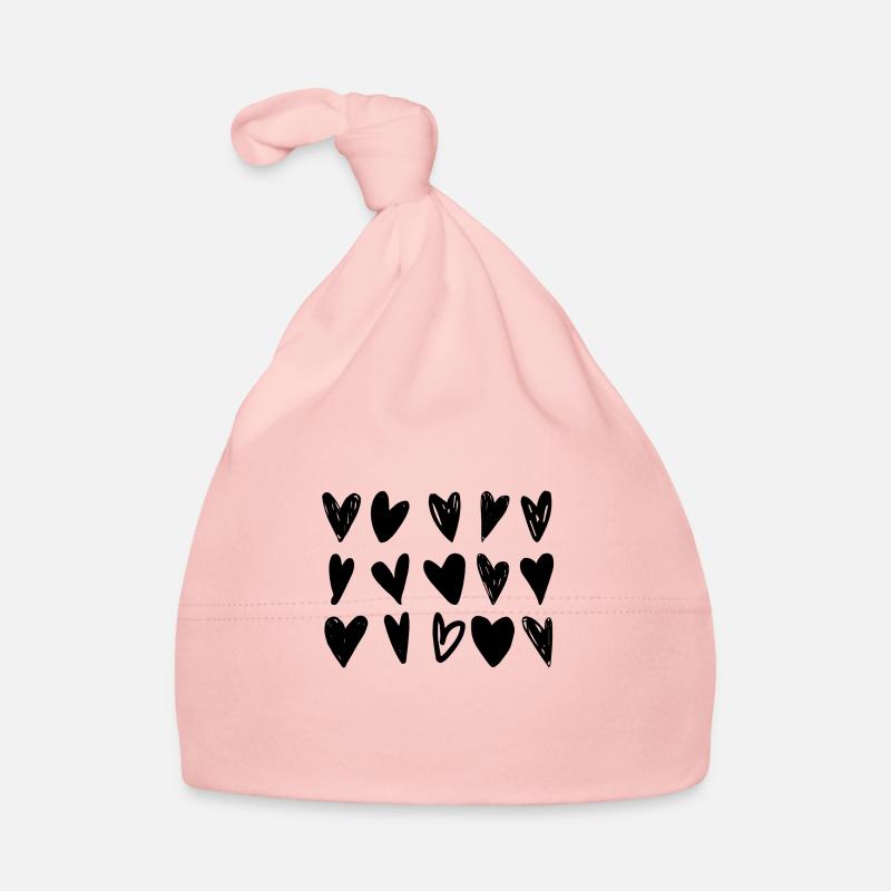 Beaucoup de petits cœurs noirs Bonnet bio Bébé