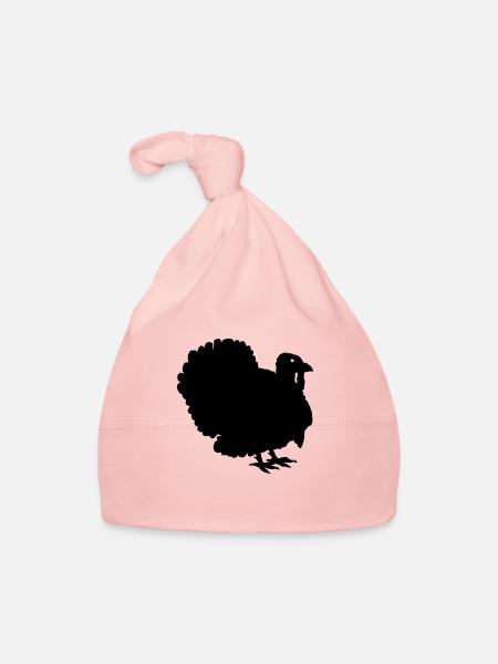 Silhouette Thanksgiving turkey - Organic Baby Cap - pink - Front