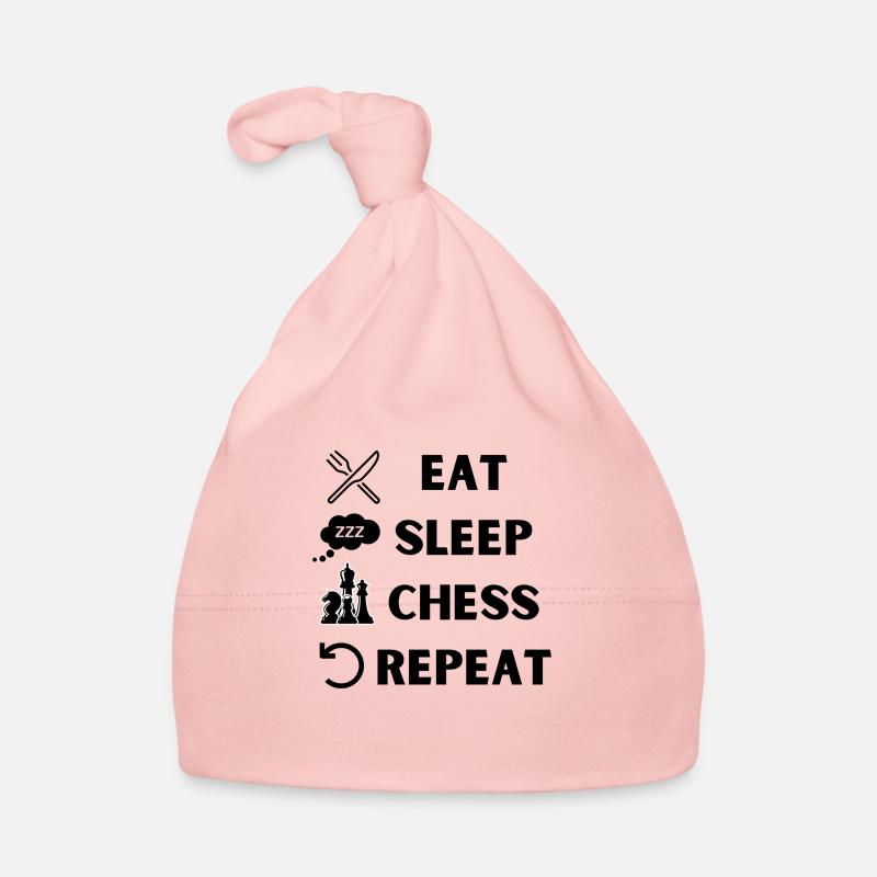 EAT SLEEP CHESS REPEAT - Organic Baby Cap - pink