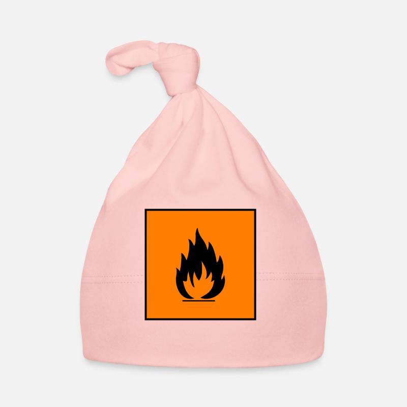 Avertissement de danger inflammable, danger inflammable - Bonnet bio Bébé - rose