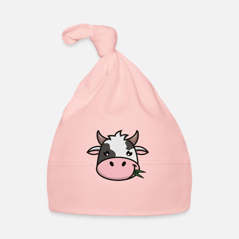| visage de vache mignon Tête - Bonnet bio Bébé - rose