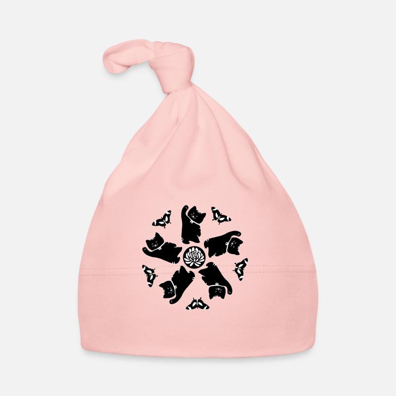 Mandalas des chats - Bonnet bio Bébé - rose