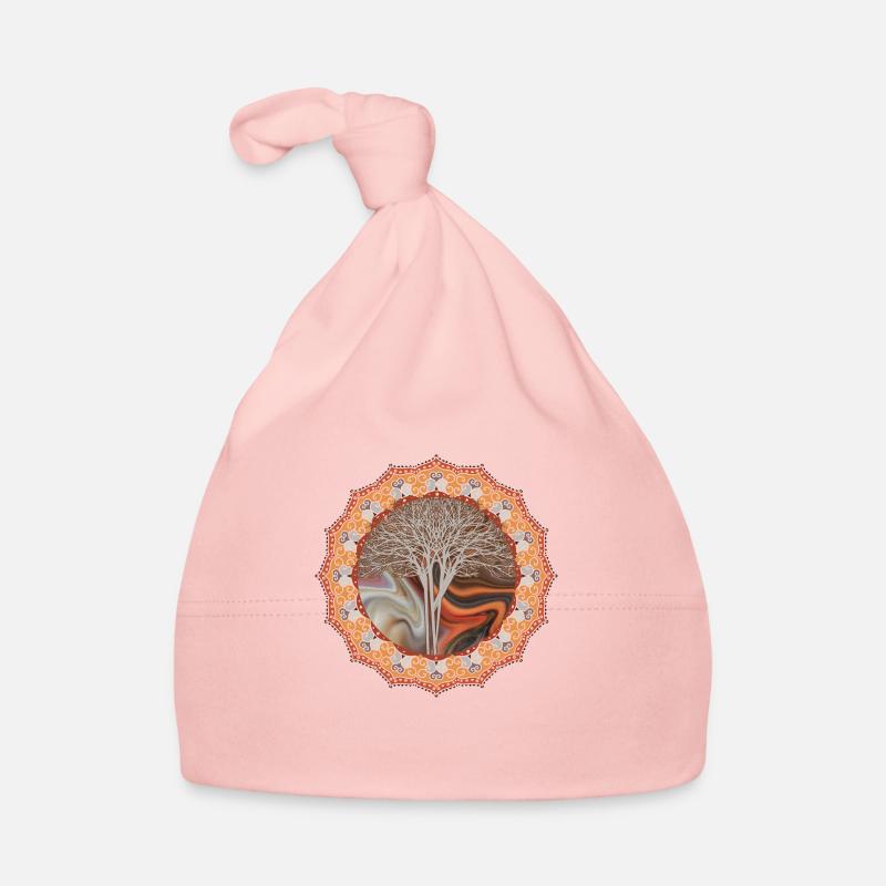 Idée cadeau Mandala Tree - Bonnet bio Bébé - rose