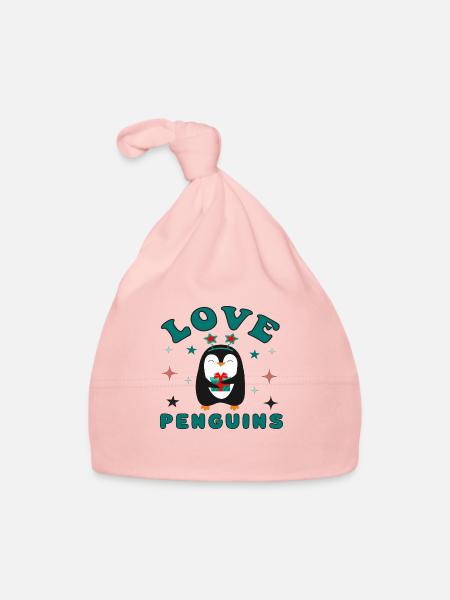 Love Penguins - Baby Bio-Mütze - Rosa - Vorne