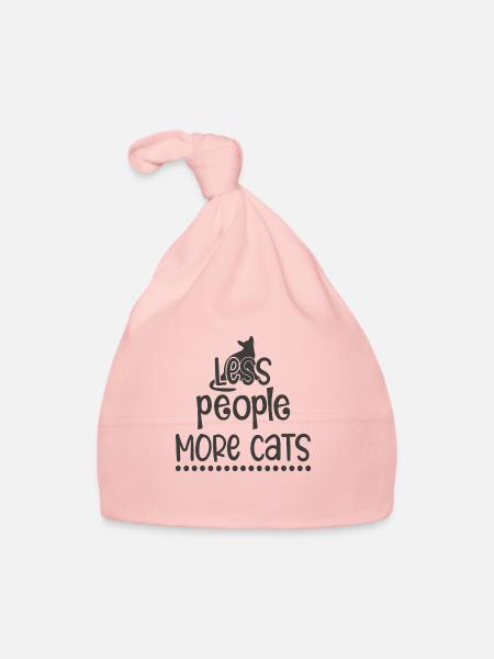 Moins de gens plus de chats - Bonnet bio Bébé - rose - Devant