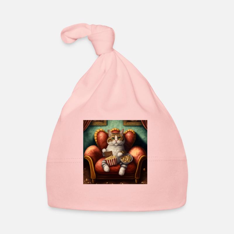 Antromorphic cat sitting on a sofa Organic Baby Cap