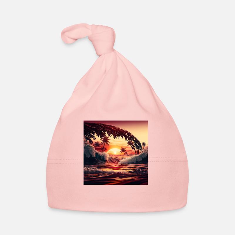 Ocean sunset waves Baby Bio-Mütze