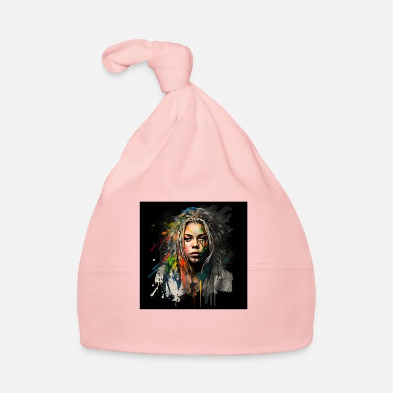 Visage femme dreadlocks n°13 - Bonnet bio Bébé - rose