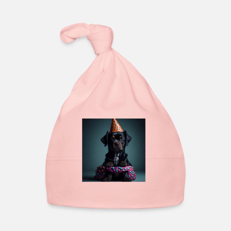 Hund mit Geburtstagshut Baby Bio-Mütze