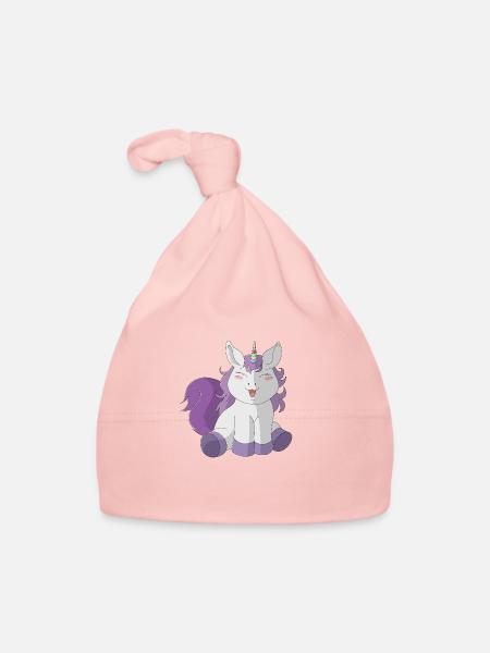 Petite licorne mignonne - Bonnet bio Bébé - rose - Devant