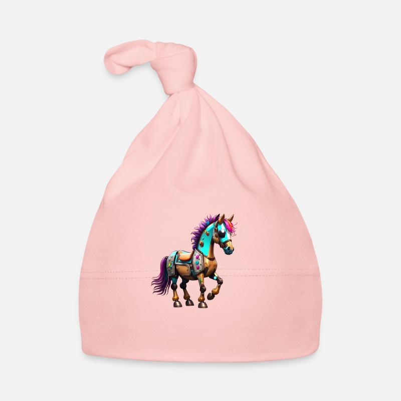 Robot Cheval - Bonnet bio Bébé - rose