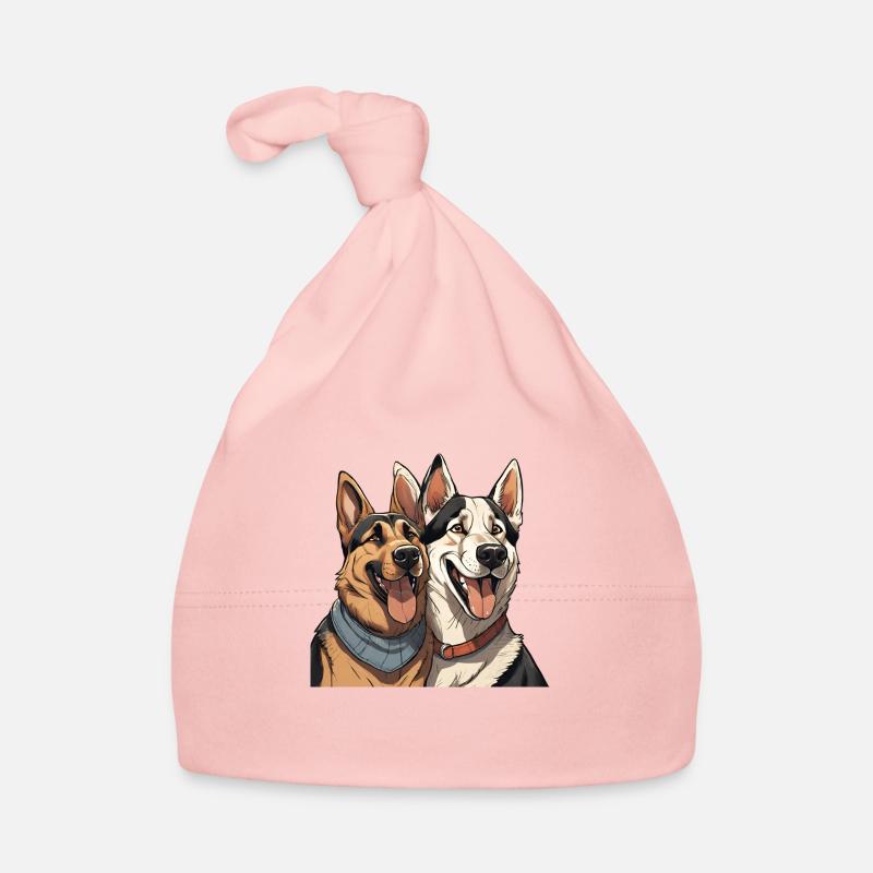 Schäferhund & Husky in Liebe Baby Bio-Mütze