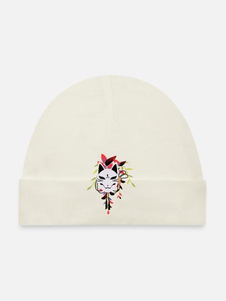 Masque de renard Japon Design - Bonnet bio Bébé - rose - Devant