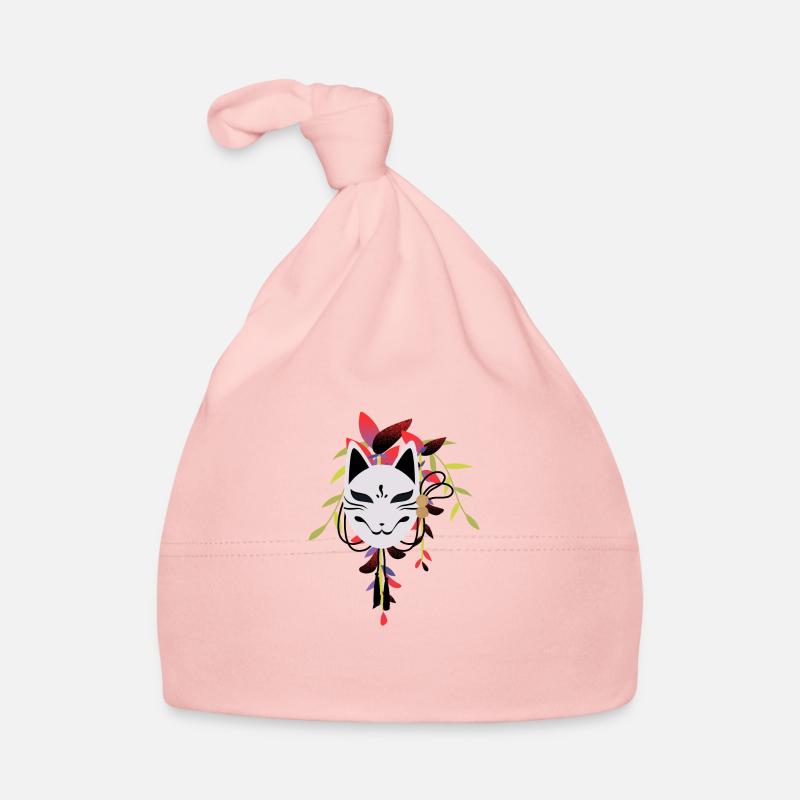 Masque de renard Japon Design - Bonnet bio Bébé - rose