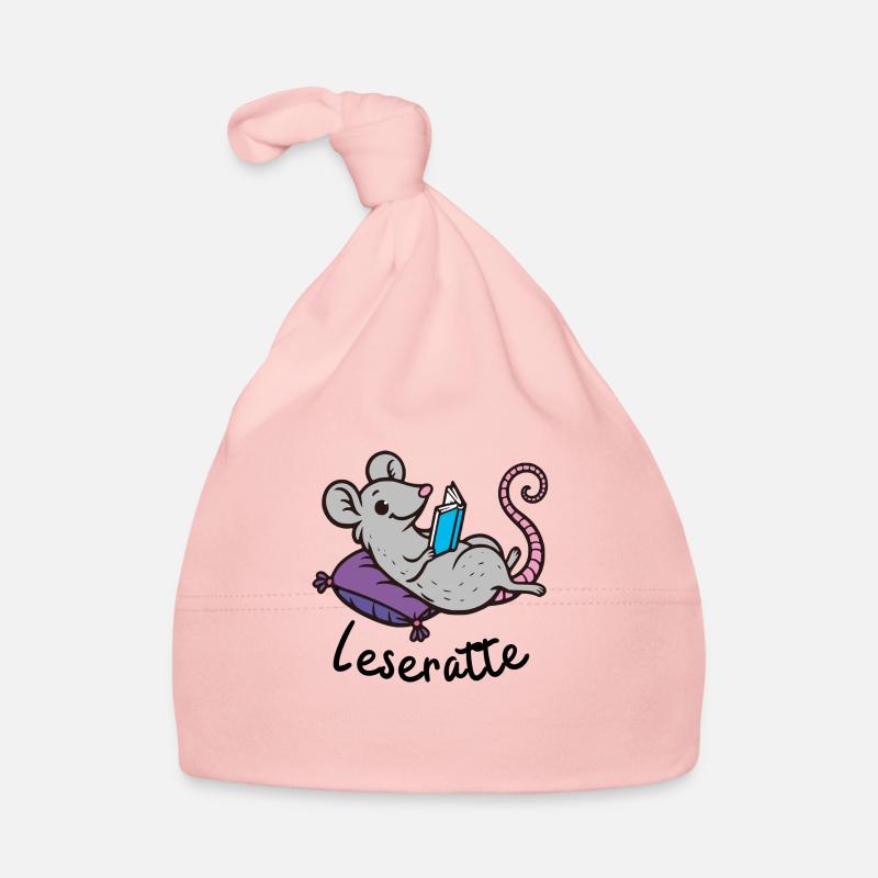 Leseratte - ein Bücherlesender Bibliotheksbewohner - Baby Bio-Mütze - Rosa