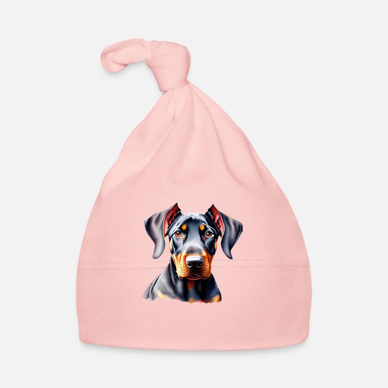 Dobermann Dobermanntrainer Dobermannwelpe Hund Baby Bio-Mütze