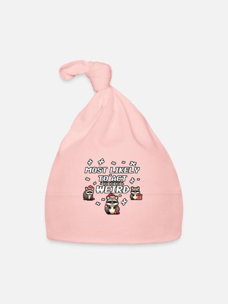 Most likely to WEIRD RACCOON - Organic Baby Cap - pink - Front