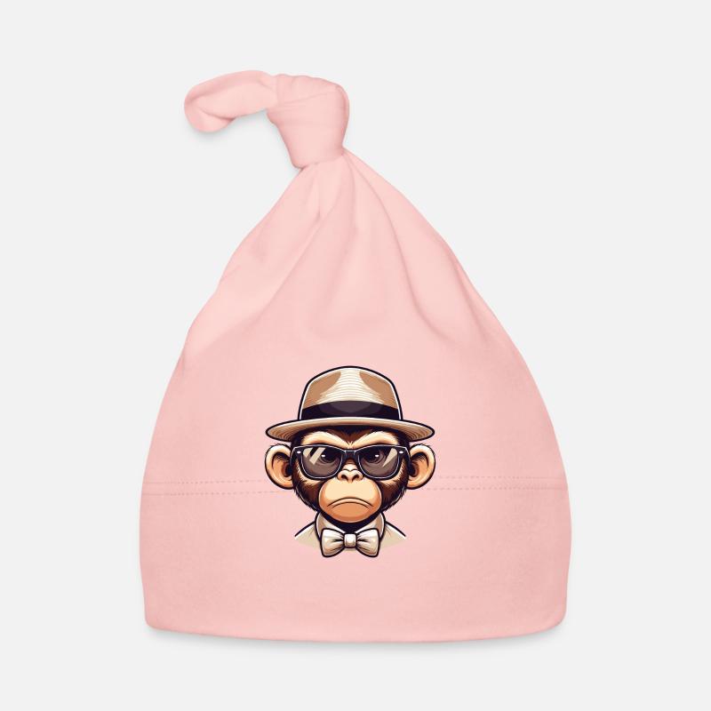 Verspielter Affe mit Brille: Cartoon-Charakter Baby Bio-Mütze