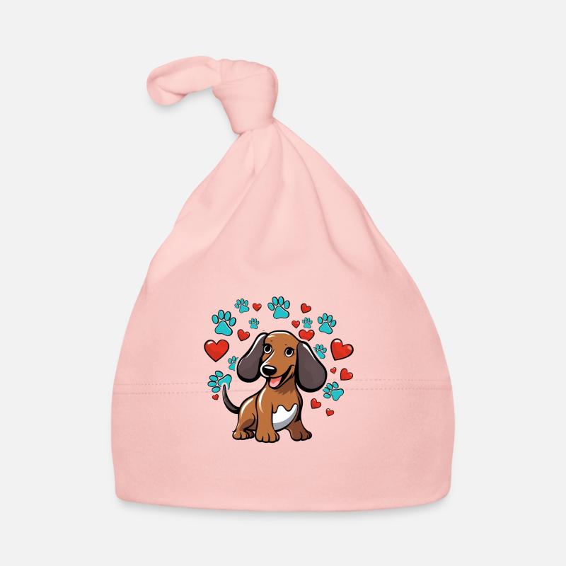 Teckel mignon avec des cœurs Bonnet bio Bébé