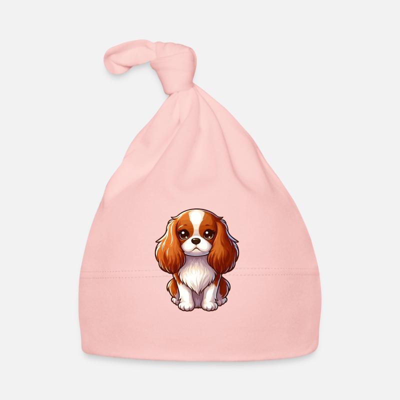 Chien Cavalier King Charles - Bonnet bio Bébé - rose