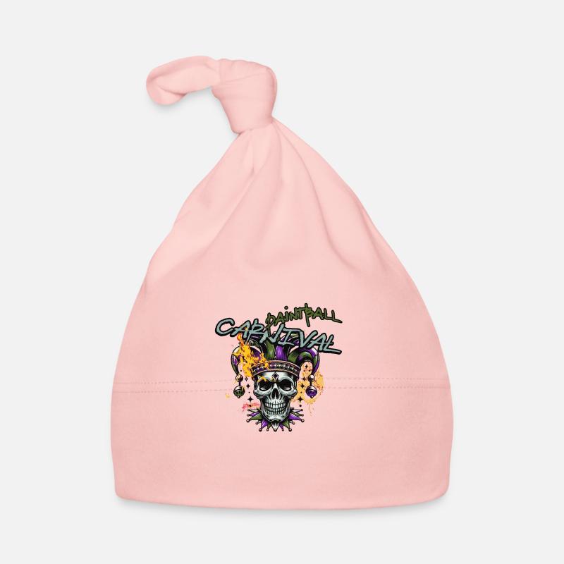 Paintball carnival, Mardi Gras jester skull Organic Baby Cap