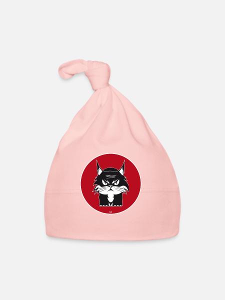 Cat/Katze Japan Bo-Grafik - Baby Bio-Mütze - Rosa - Vorne