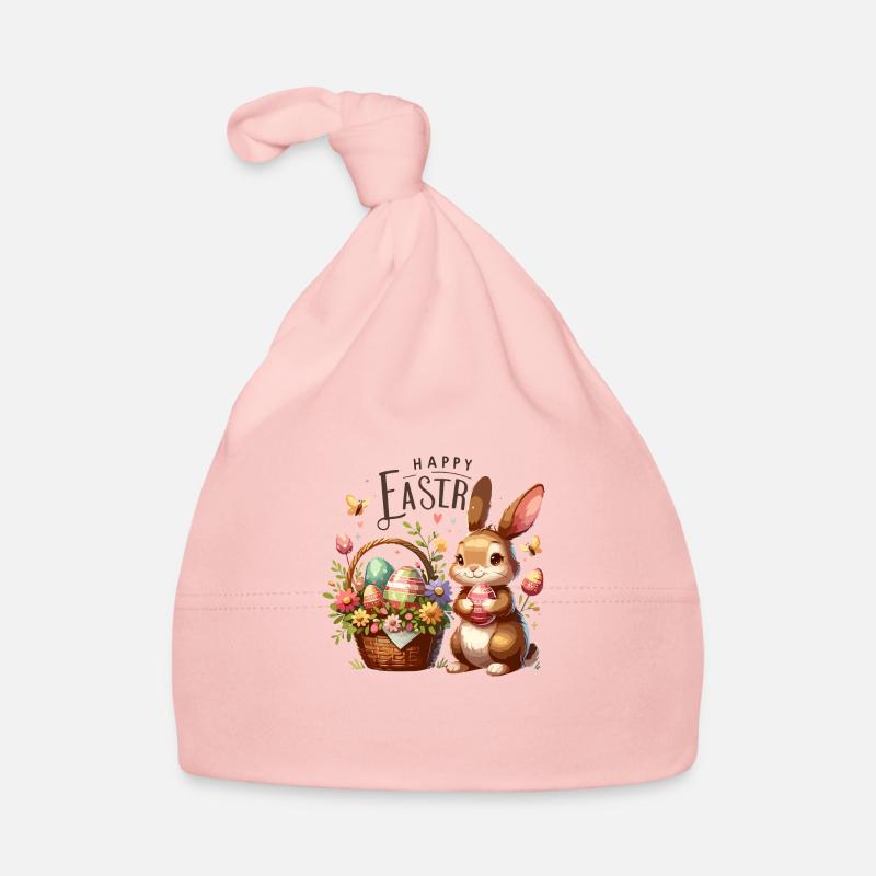 Joyeux Lapins de Pâques Panier d’oeufs de Pâques Bonnet bio Bébé