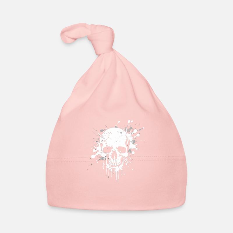 speckled skull in white Organic Baby Cap