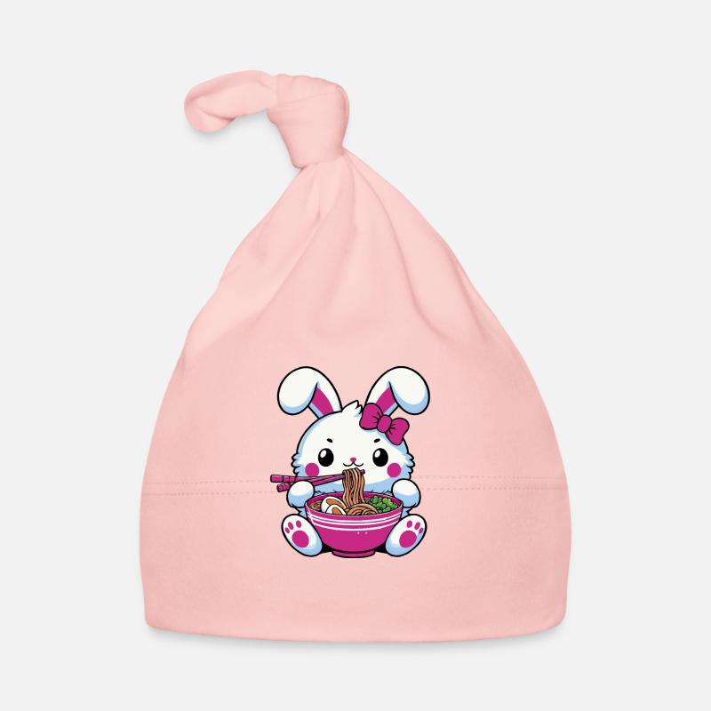 Kawaii Cute Rabbit Eating Ramen Organic Baby Cap