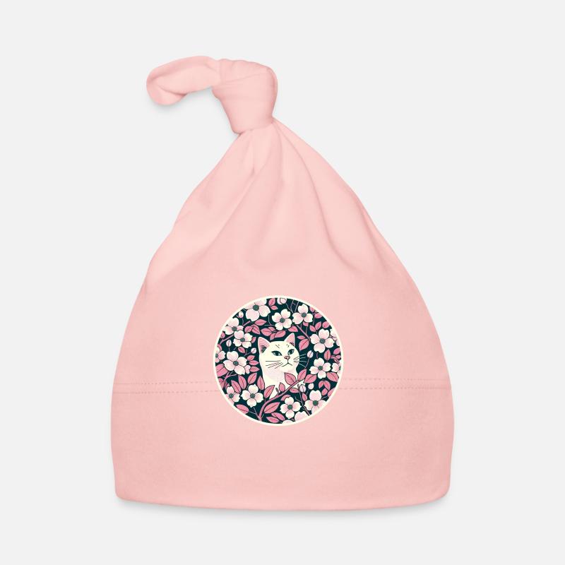 White Cat Flowers Organic Baby Cap