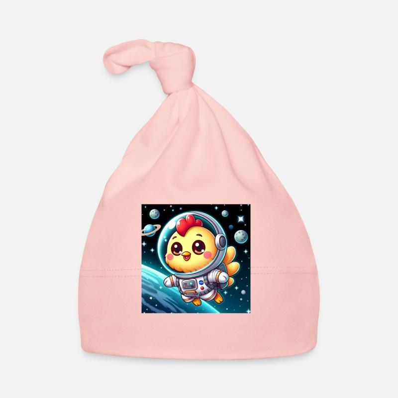 Poussin de l’espace avec costume d’astronaute dans l’espace - Bonnet bio Bébé - rose