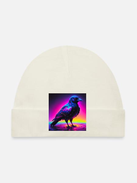 crow/raven art - Organic Baby Cap - pink - Front