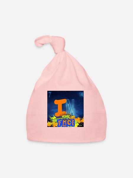 "IN YOUR FACE" Chemie-Design - Baby Bio-Mütze - Rosa - Vorne