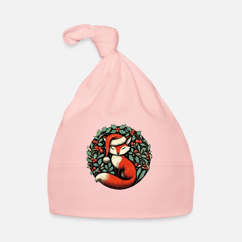 Noël du renard roux - Bonnet bio Bébé - rose