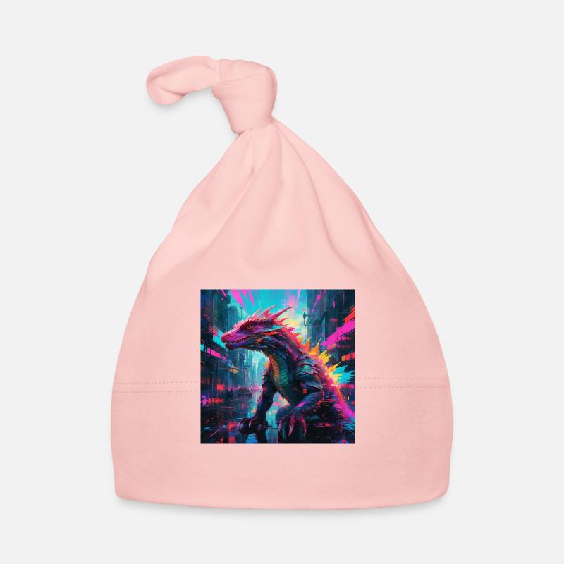 Dragon de Komodo néon - Bonnet bio Bébé - rose
