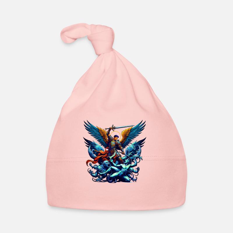 Archange Saint Religion Dieu Ange Foi Michael - Bonnet bio Bébé - rose