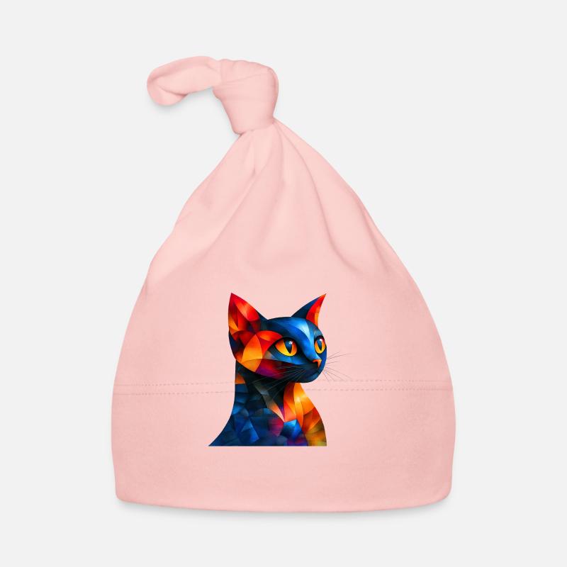 Chat coloré - Bonnet bio Bébé - rose