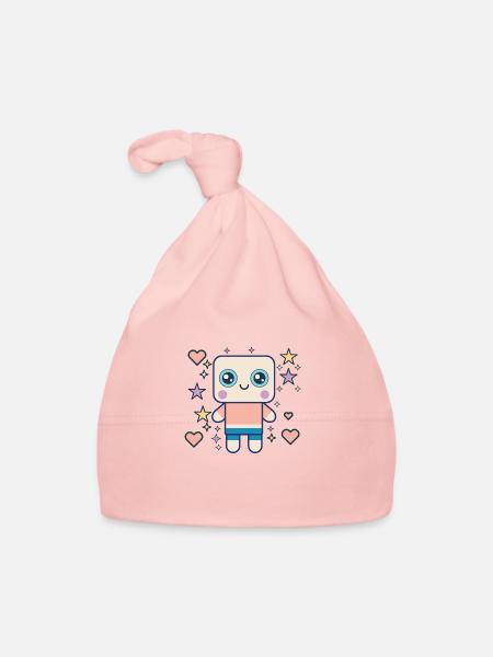 Design « Kawaii Pudding Pop » - Bonnet bio Bébé - rose - Devant