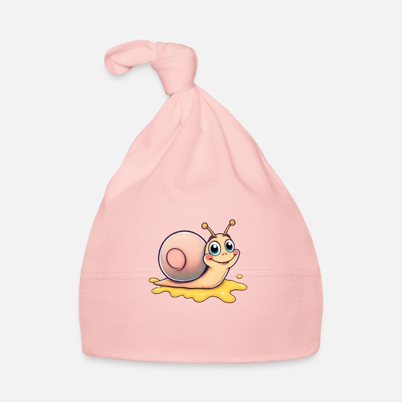 Un escargot heureux laissant une traînée colorée - Bonnet bio Bébé - rose