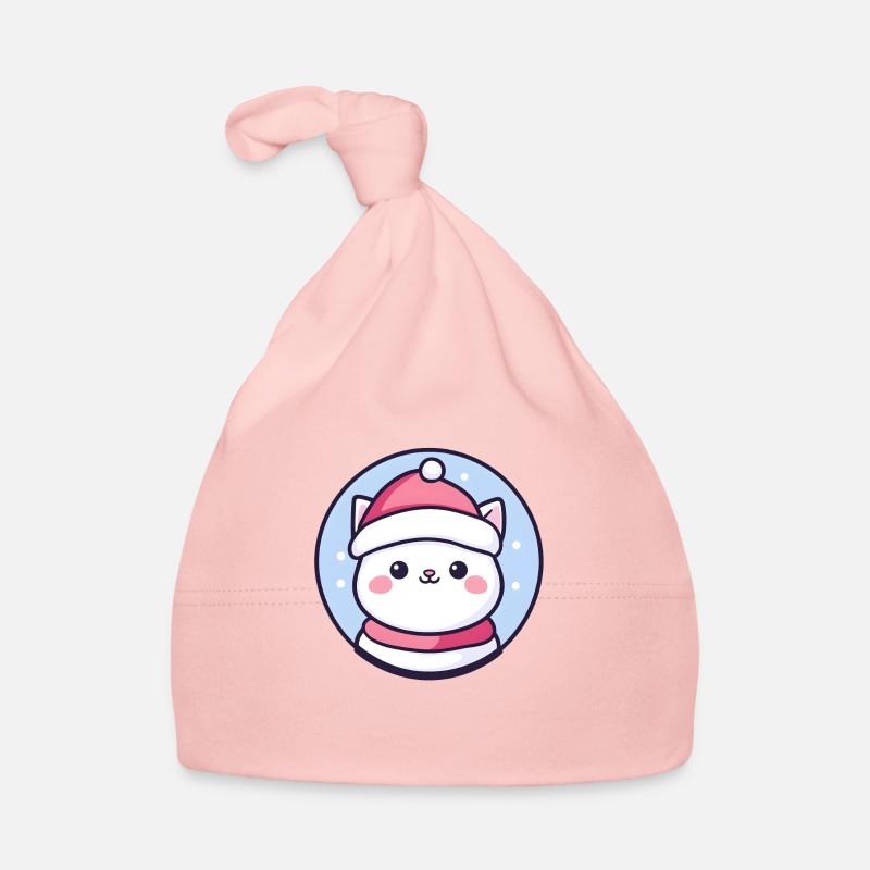 Chat de Noël - Chat blanc mignon Bonnet bio Bébé