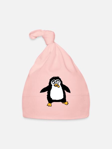 Penguin baby looks confused dazed crazy cute - Organic Baby Cap - pink - Front