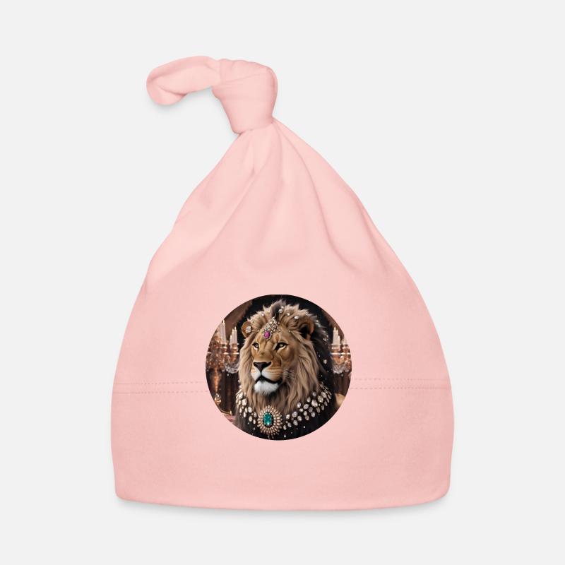 Le lion et ses bijoux - Bonnet bio Bébé - rose