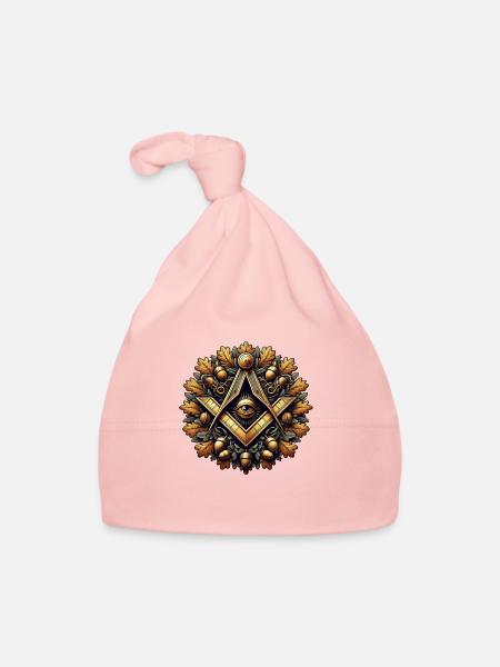 Logo maçonnique - Bonnet bio Bébé - rose - Devant