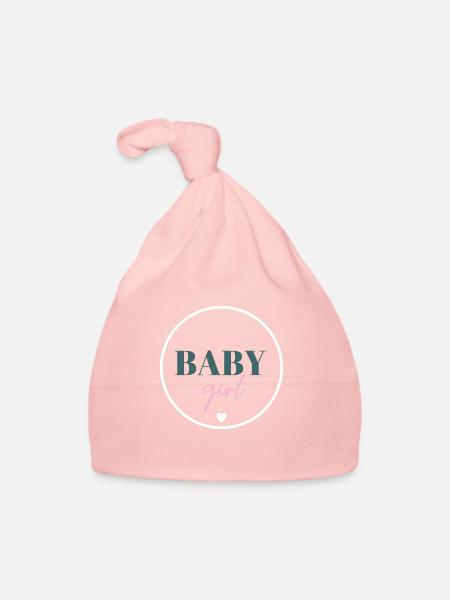 baby girl - Circle simple with heart - Organic Baby Cap - pink - Front
