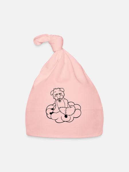 Fox On Cloud Tired Confused Dazed Crazy - Organic Baby Cap - pink - Front