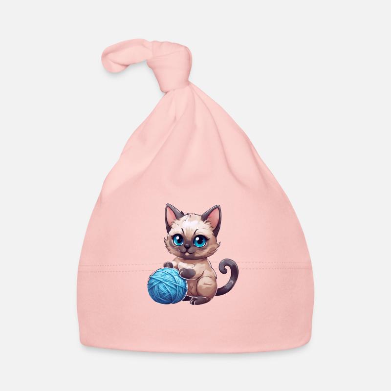 katze mit wolle - Baby Bio-Mütze - Rosa