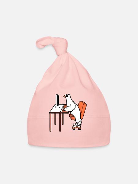 Pigeon Works Office Computer Keyboard Mouse Gamer - Organic Baby Cap - pink - Front