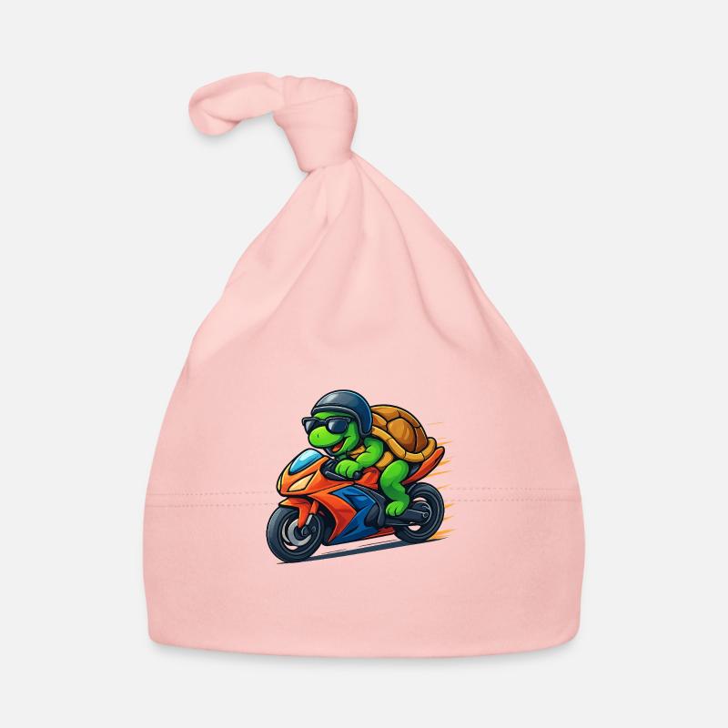 turtle biker - Organic Baby Cap - pink