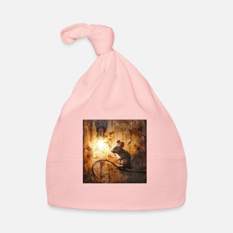 Graffiti Mouse Lamp Rust Metal Urban Street Art Organic Baby Cap