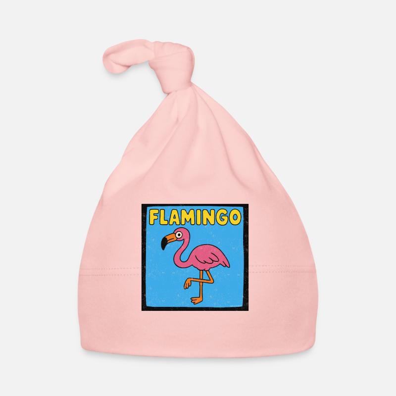 Flamingo Cartoon - Verwitterte Optik Baby Bio-Mütze